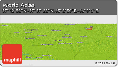 Physical Panoramic Map of the Area around 57° 25' 7" N, 65° 31' 30" E