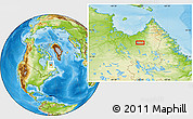 Physical Location Map of the area around 57° 25' 7" N, 66° 13' 29" W