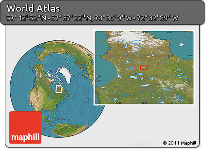 Satellite Location Map of the Area around 57° 25' 7" N, 73° 1' 30" W