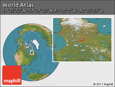 Satellite Location Map of the Area around 57° 25' 7" N, 73° 1' 30" W