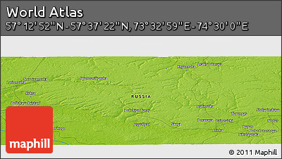 Physical Panoramic Map of the Area around 57° 25' 7" N, 74° 1' 30" E