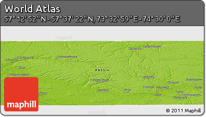 Physical Panoramic Map of the Area around 57° 25' 7" N, 74° 1' 30" E