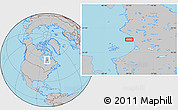 Gray Location Map of the area around 57° 25' 7" N, 77° 16' 30" W