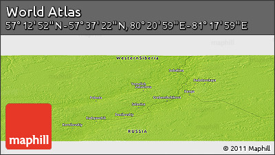 Physical Panoramic Map of the Area around 57° 25' 7" N, 80° 49' 29" E