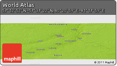 Physical Panoramic Map of the Area around 57° 25' 7" N, 80° 49' 29" E