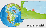 Physical Location Map of the area around 57° 25' 7" N, 89° 10' 30" W