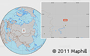 Gray Location Map of the area around 57° 25' 7" N, 92° 43' 29" E