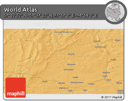 Political 3D Map of the Area around 57° 25' 7" N, 94° 25' 30" E