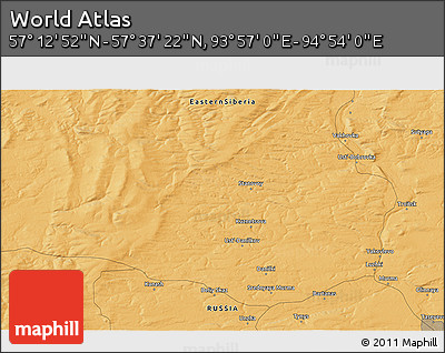 Political 3D Map of the Area around 57° 25' 7" N, 94° 25' 30" E