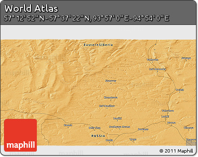 Political 3D Map of the Area around 57° 25' 7" N, 94° 25' 30" E