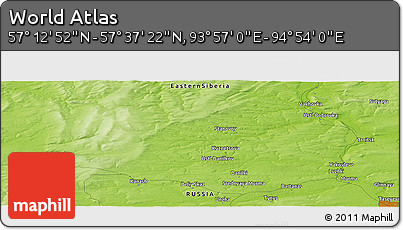 Physical Panoramic Map of the Area around 57° 25' 7" N, 94° 25' 30" E