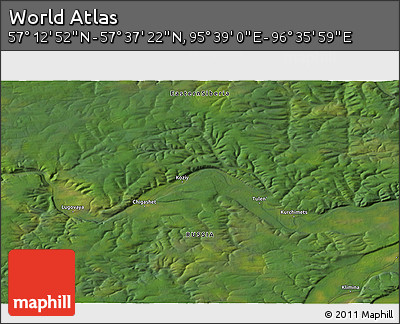Satellite 3D Map of the Area around 57° 25' 7" N, 96° 7' 30" E