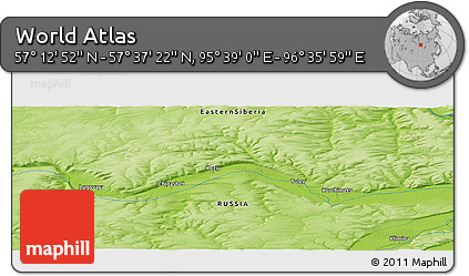 Physical Panoramic Map of the Area around 57° 25' 7" N, 96° 7' 30" E