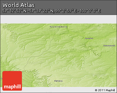 Physical 3D Map of the Area around 57° 25' 7" N, 99° 31' 30" E