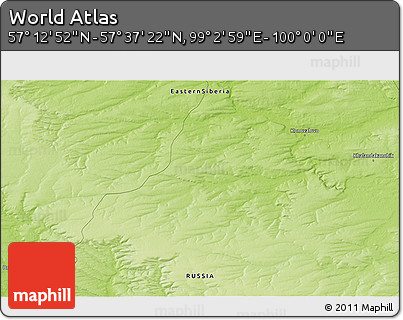 Physical 3D Map of the Area around 57° 25' 7" N, 99° 31' 30" E