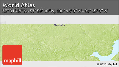 Physical Panoramic Map of the Area around 57° 46' 59" N, 100° 13' 29" W