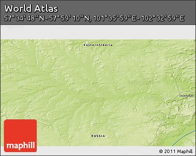 Physical 3D Map of the Area around 57° 46' 59" N, 102° 4' 29" E