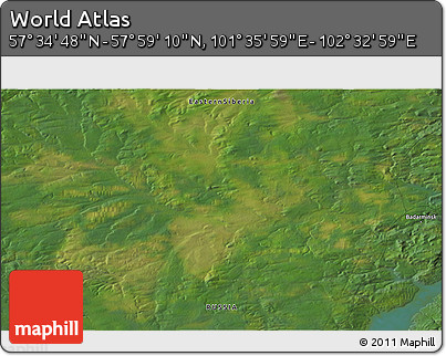 Satellite 3D Map of the Area around 57° 46' 59" N, 102° 4' 29" E