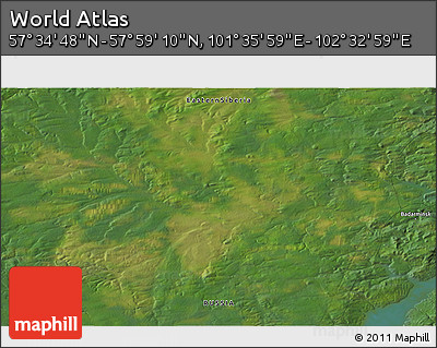Satellite 3D Map of the Area around 57° 46' 59" N, 102° 4' 29" E