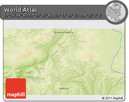 Physical 3D Map of the Area around 57° 46' 59" N, 103° 46' 30" E