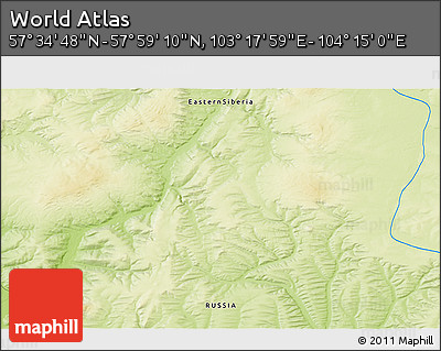 Physical 3D Map of the Area around 57° 46' 59" N, 103° 46' 30" E