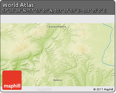 Physical 3D Map of the Area around 57° 46' 59" N, 103° 46' 30" E
