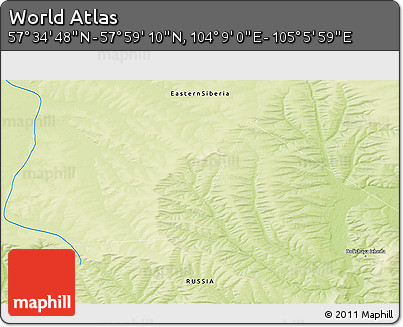 Physical 3D Map of the Area around 57° 46' 59" N, 104° 37' 30" E