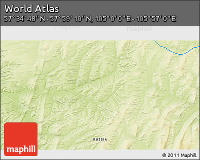 Physical 3D Map of the Area around 57° 46' 59" N, 105° 28' 29" E