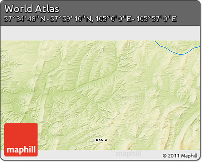 Physical 3D Map of the Area around 57° 46' 59" N, 105° 28' 29" E