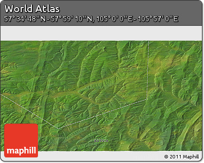 Satellite 3D Map of the Area around 57° 46' 59" N, 105° 28' 29" E