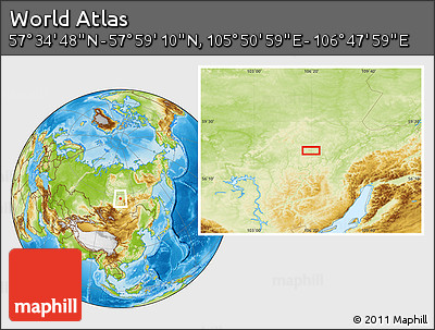 Physical Location Map of the Area around 57° 46' 59" N, 106° 19' 29" E