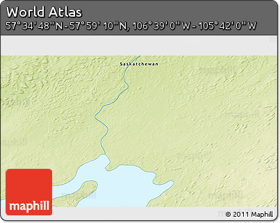 Physical 3D Map of the Area around 57° 46' 59" N, 106° 10' 30" W