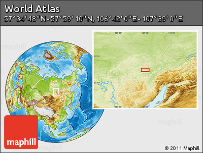 Physical Location Map of the Area around 57° 46' 59" N, 107° 10' 30" E