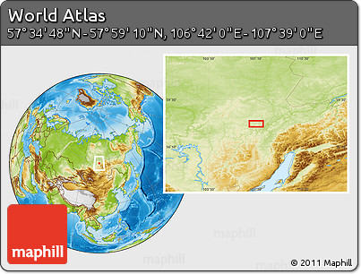 Physical Location Map of the Area around 57° 46' 59" N, 107° 10' 30" E