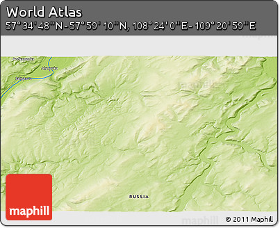Physical 3D Map of the Area around 57° 46' 59" N, 108° 52' 30" E