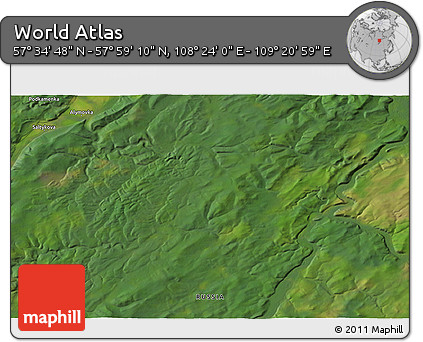Satellite 3D Map of the Area around 57° 46' 59" N, 108° 52' 30" E