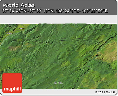 Satellite 3D Map of the Area around 57° 46' 59" N, 108° 52' 30" E