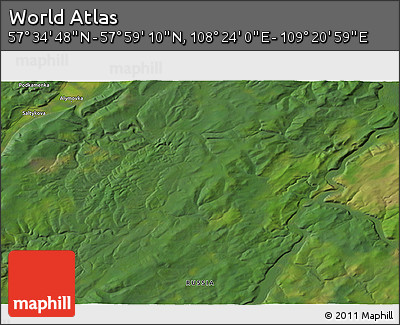 Satellite 3D Map of the Area around 57° 46' 59" N, 108° 52' 30" E