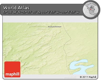 Physical 3D Map of the Area around 57° 46' 59" N, 109° 34' 29" W