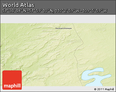 Physical 3D Map of the Area around 57° 46' 59" N, 109° 34' 29" W