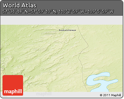 Physical 3D Map of the Area around 57° 46' 59" N, 109° 34' 29" W