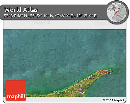 Satellite 3D Map of the Area around 57° 46' 59" N, 10° 16' 30" E