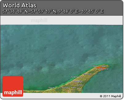 Satellite 3D Map of the Area around 57° 46' 59" N, 10° 16' 30" E