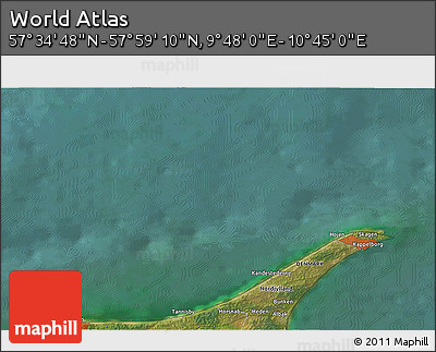 Satellite 3D Map of the Area around 57° 46' 59" N, 10° 16' 30" E