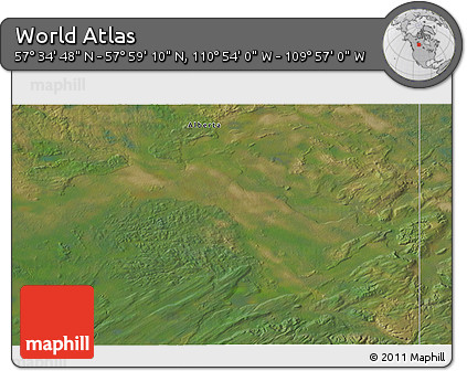 Satellite 3D Map of the Area around 57° 46' 59" N, 110° 25' 30" W
