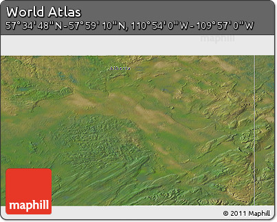 Satellite 3D Map of the Area around 57° 46' 59" N, 110° 25' 30" W