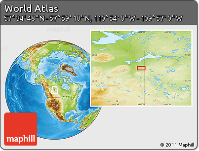 Physical Location Map of the Area around 57° 46' 59" N, 110° 25' 30" W