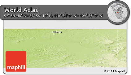 Physical Panoramic Map of the Area around 57° 46' 59" N, 110° 25' 30" W