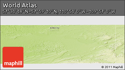 Physical Panoramic Map of the Area around 57° 46' 59" N, 110° 25' 30" W