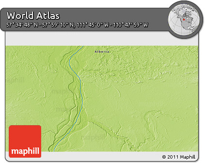 Physical 3D Map of the Area around 57° 46' 59" N, 111° 16' 30" W